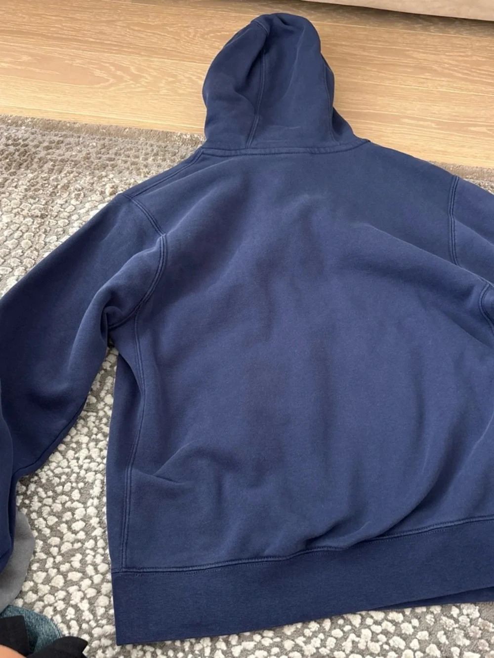 Nike Women's Navy Blue Pullover Hoodie with Small Swoosh